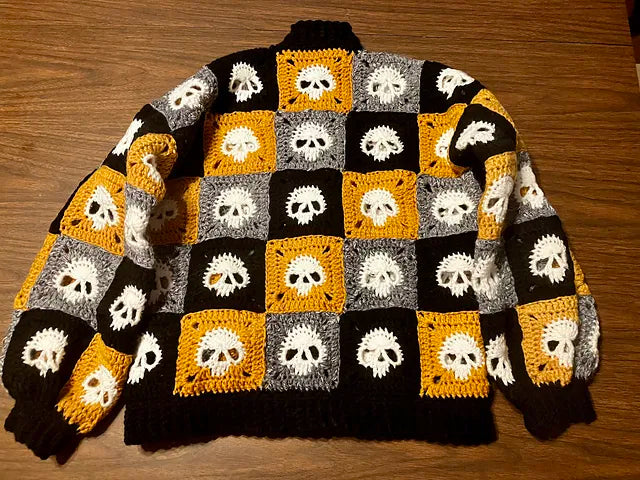 Granny Square Skull Sweater Crochet Pattern
