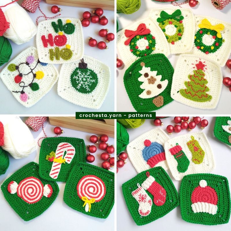 Christmas Granny Squares Crochet Pattern Bundle