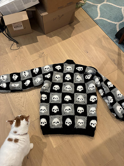Granny Square Skull Sweater Crochet Pattern