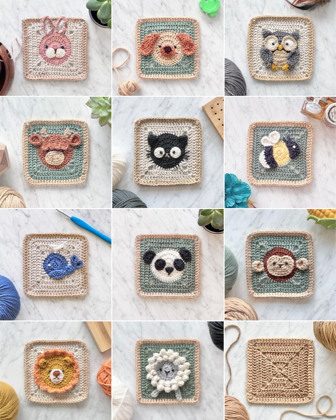 Animal Granny Square Pattern Bundle + Videos